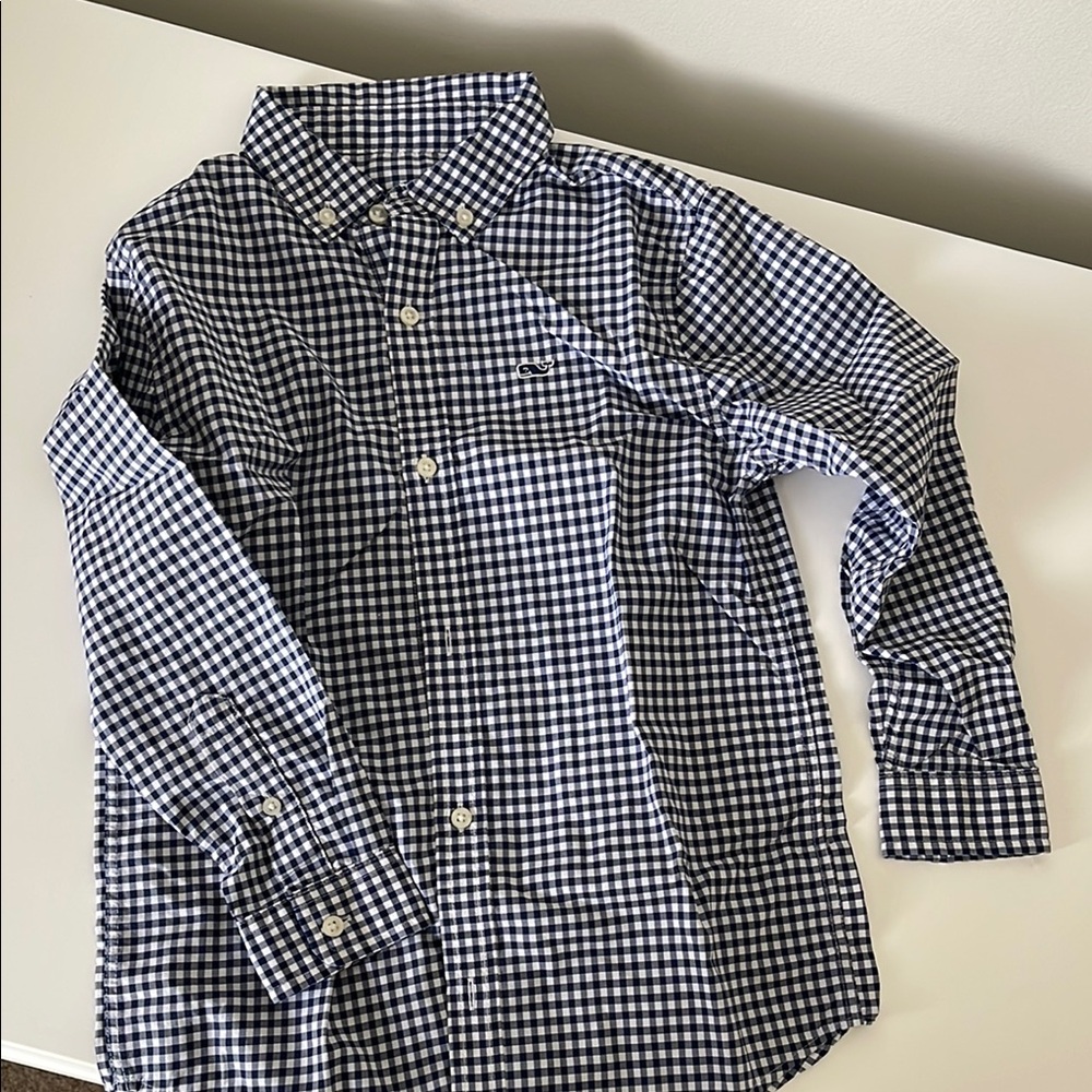 Vineyard Vines Navy and White Checkered Kids Shirt